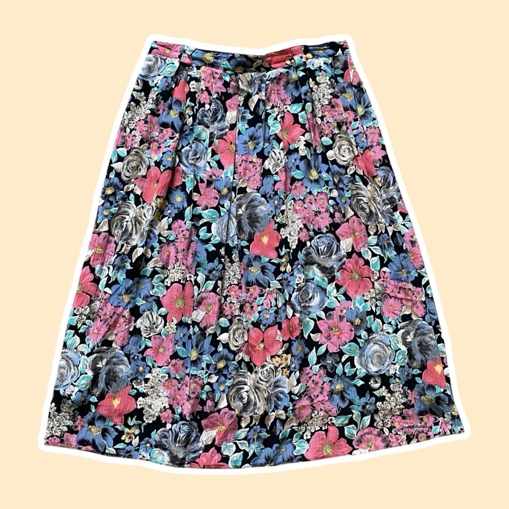 VTG ~ 1990s ~ Your Sixth Sense ~ Floral Maxi Skirt ~ Lined ~ Festive ~ Size L